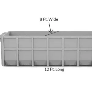 A large container with the length of it and its size.