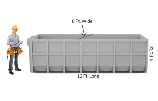 A large container with the length of it and its size.