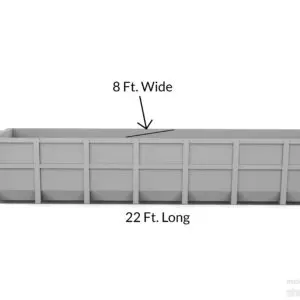 A drawing of the bottom of a long container.