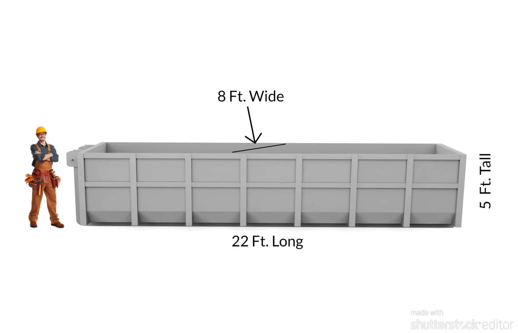 A drawing of the bottom of a long container.