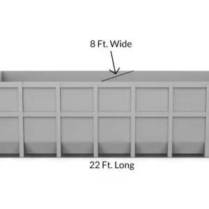 A large long box with the measurements of the length.