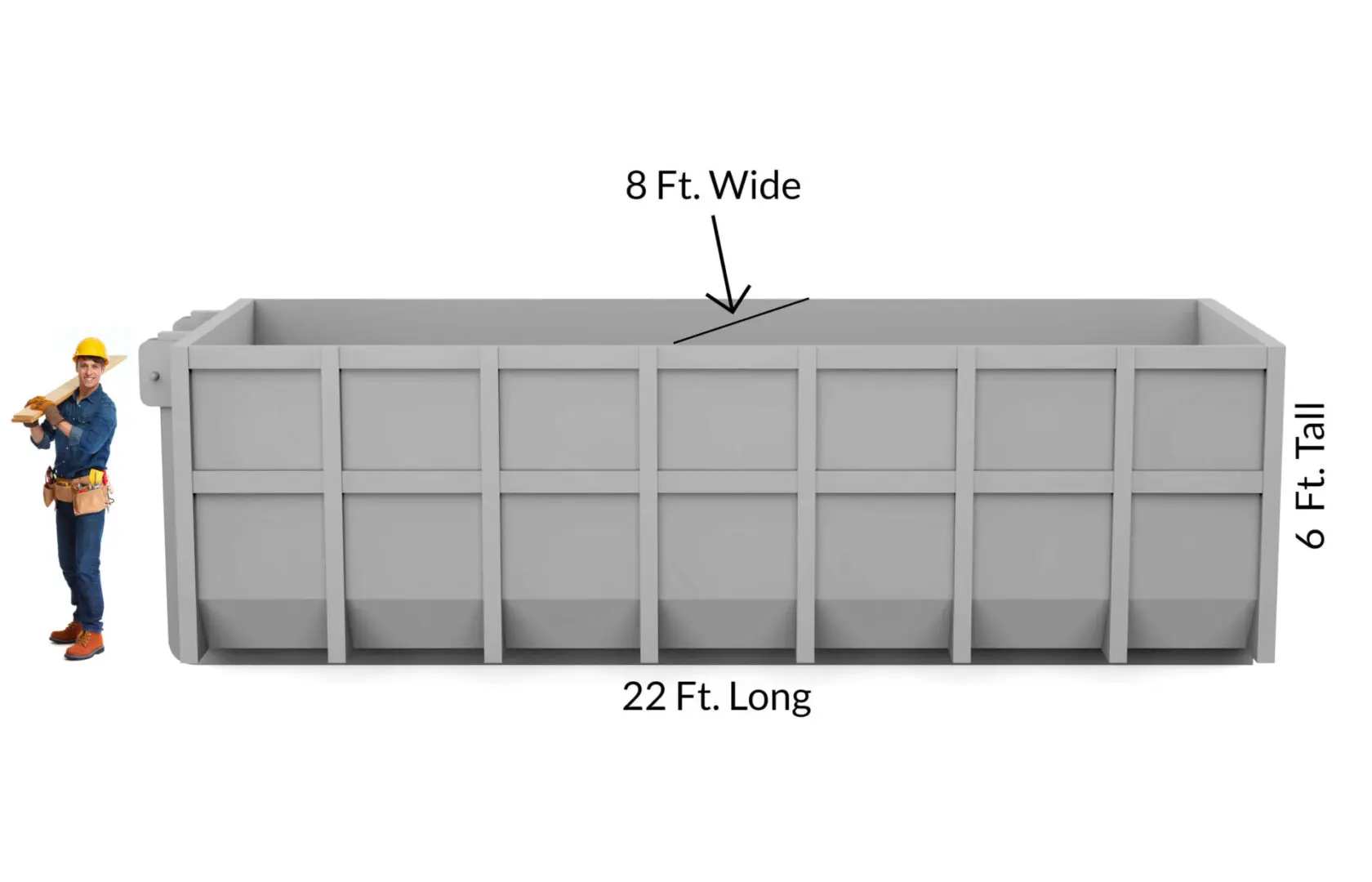 A large long box with the measurements of the length.