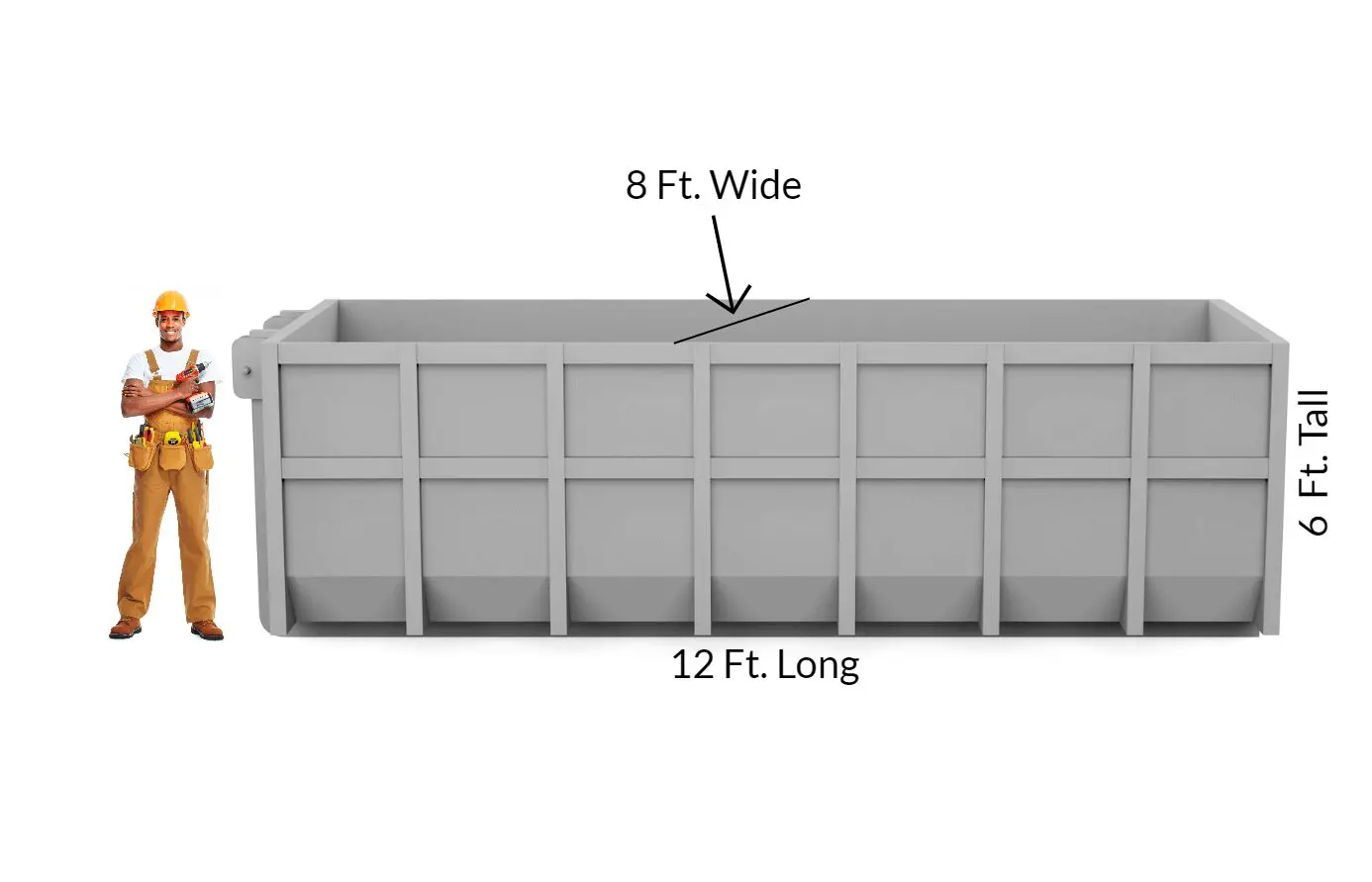 A large container with the length of it and its measurements.